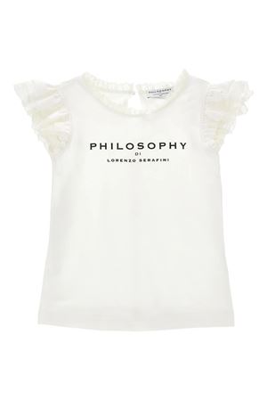 White cotton ruffled T-shirt PHILOSOPHY KIDS | I1G60072010001